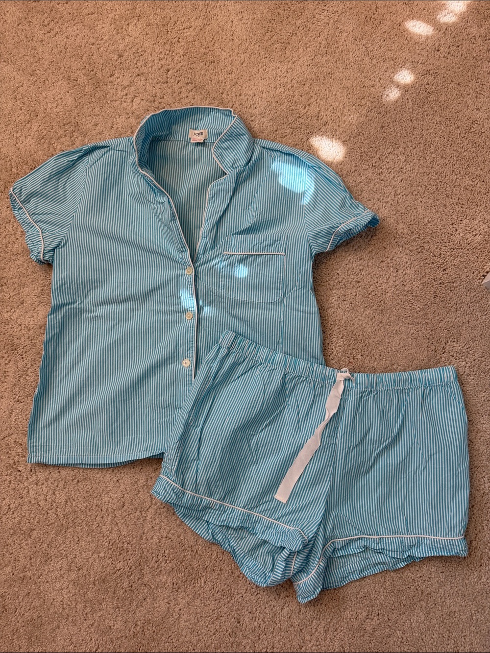 J.Crew shirt sleeve & shorts pajama set, size M